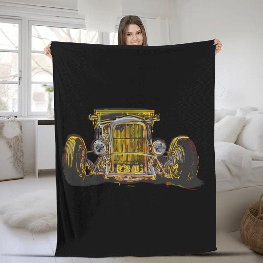 Hot Rod head on Fleece Blankets