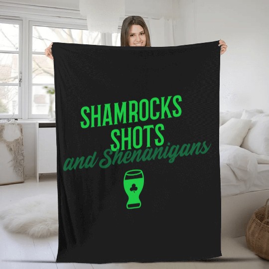Shamrocks Shots and Shenanigans Fleece Blankets
