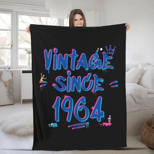Vintage Since 1964 Hip-Hop Graffiti Glitch 61st Fleece Blankets