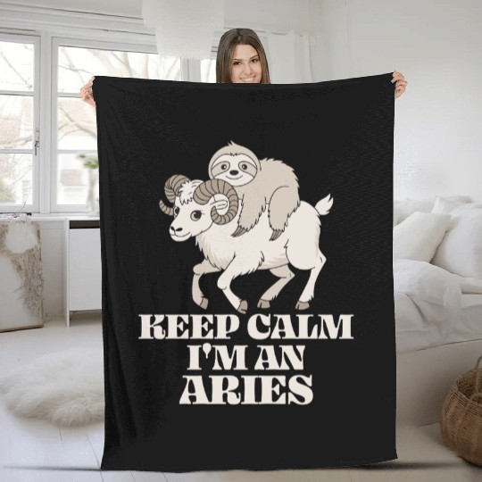 Keep Calm I'm An Aries Zodiac Soth Fleece Blankets