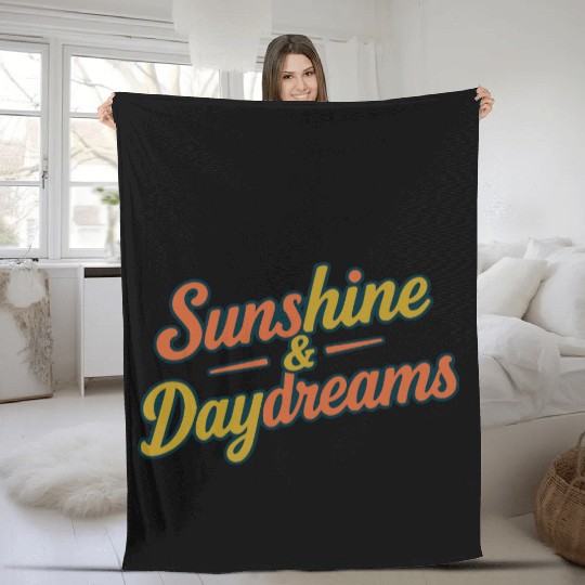 Sunshine & Daydreams Retro Typography Design Fleece Blankets