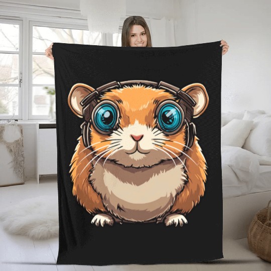 Cyborg Hamster Fleece Blankets
