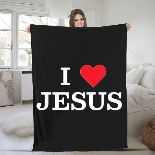 I Heart Jesus Fleece Blankets