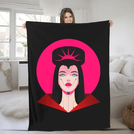 Cyberpunk Princess – Futuristic Sci-Fi Royalty Fleece Blankets