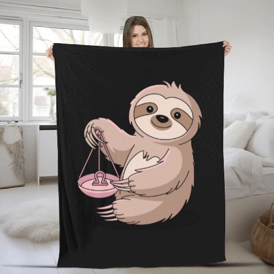 Charming Libra Zodiac Sloth With Balance Fleece Blankets
