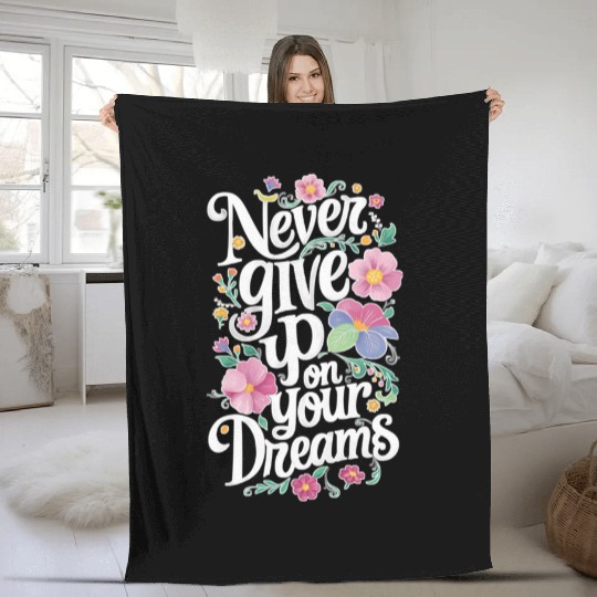 Never Give Up Cool Gym Motivation Fleece Blankets