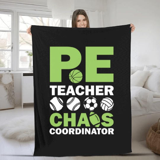 PE teacher chaos coordinator Fleece Blankets