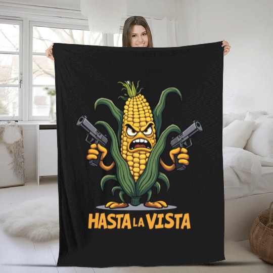 Gangster Corn Hasta La Vista - Corn on the cob Fleece Blankets