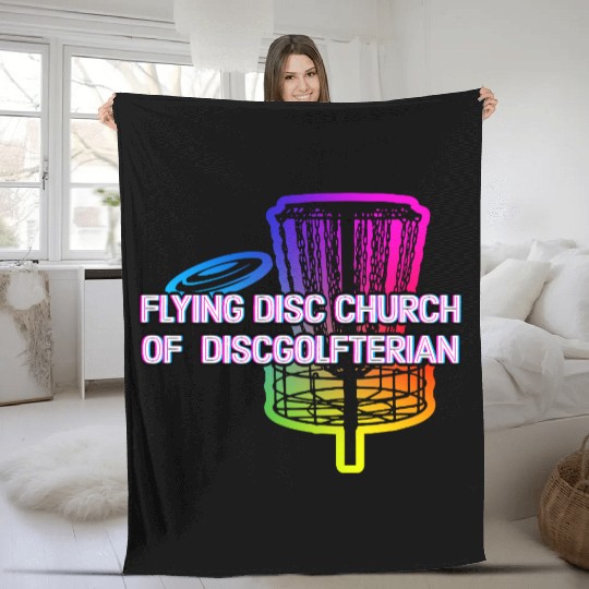 Flying Disc Church Funny Disc Golf Humor Golfer Fleece Blankets