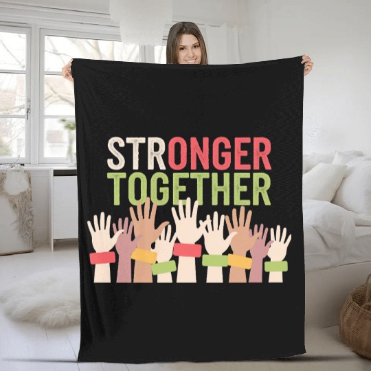 STRONGER TOGETHER Hands Graphic Design Fleece Blankets