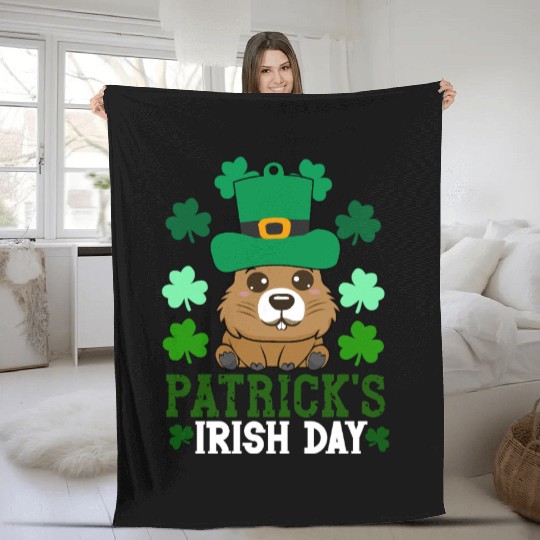 Patrick's day , irish day , capybara Fleece Blankets