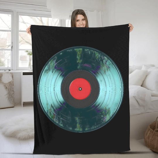 vintage vinyl Fleece Blankets