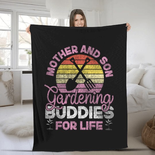Plant Lover Gardening Mom Son Fleece Blankets