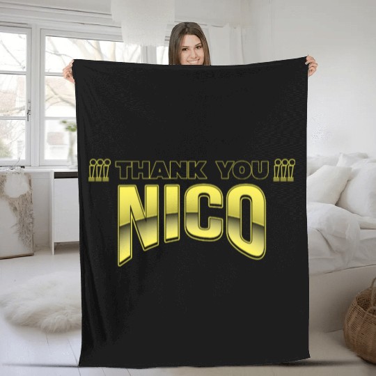 Thank you nico Fleece Blankets design yellow