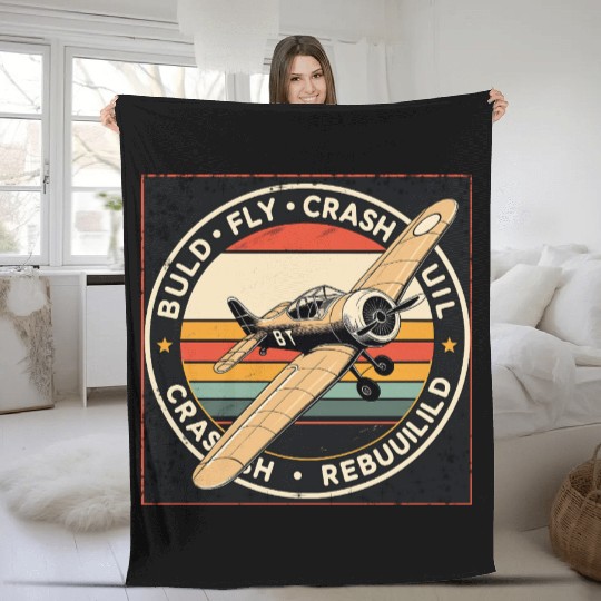 RC Plane Build Fly Crash Rebuild Pilot RC Planes Fleece Blankets