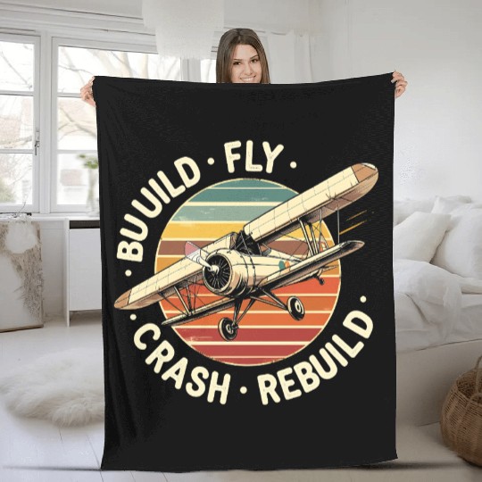RC Plane Build Fly Crash Rebuild Pilot RC Planes Fleece Blankets