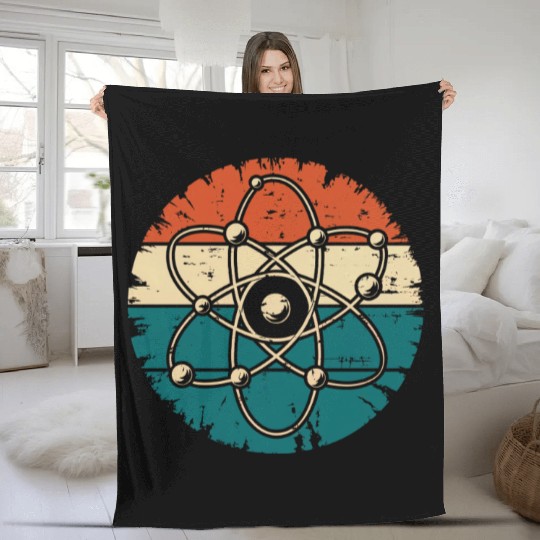 Retro Atom Art Biology Physics Chemistry Science Fleece Blankets