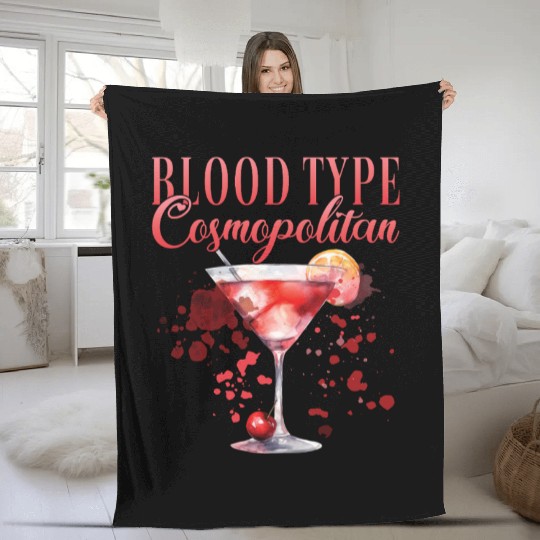 Cocktail Bartender Blood Type Cosmopolitan Fleece Blankets