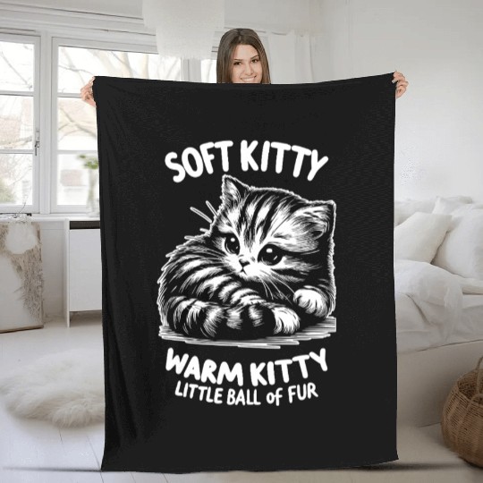 Soft Kitty (dark) Fleece Blankets