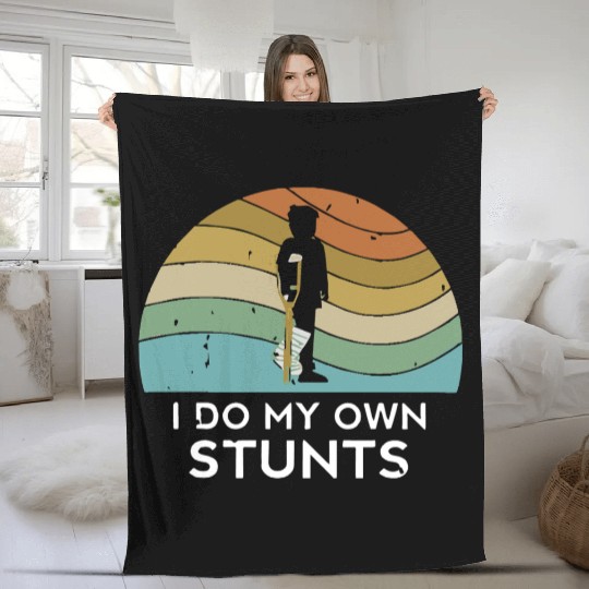 I Do My Own Stunts Fleece Blankets