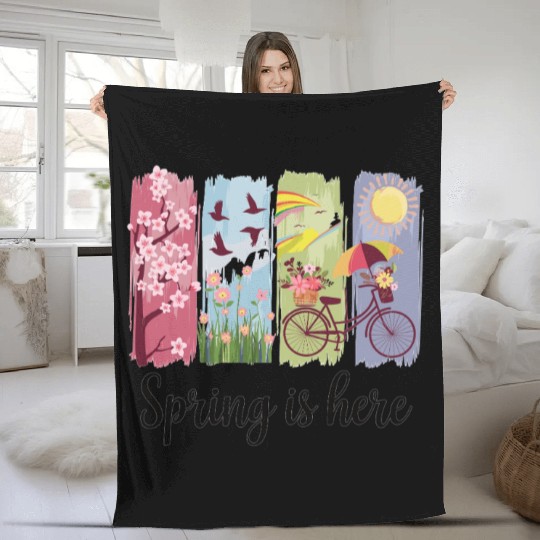 Spring Magic – Flowers, Bicycle & Nature Fleece Blankets