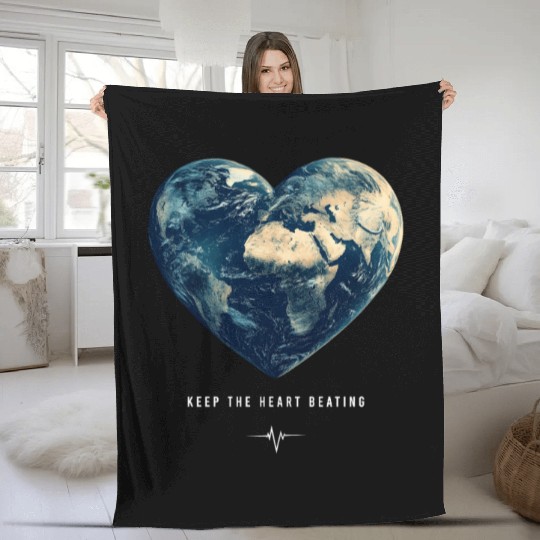 Keep the Heart Beating Earth Day Earth Environment Fleece Blankets