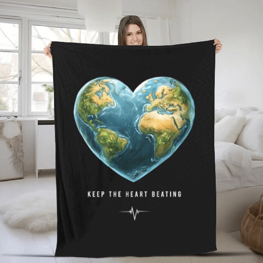 Keep the Heart Beating Environment Earth Day Heart Fleece Blankets
