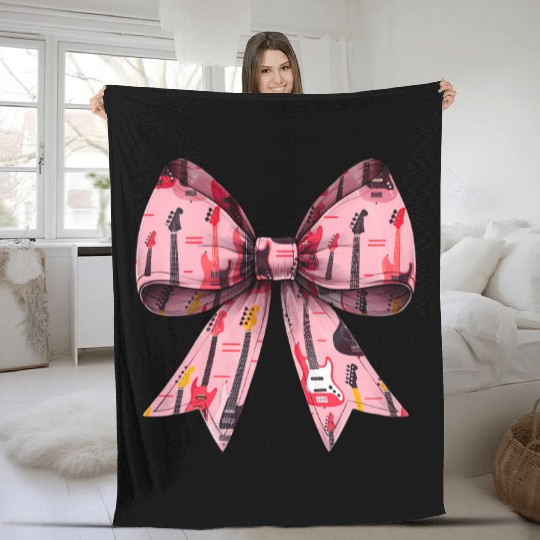 Coquette Bow Bass Player Bassist Guitarist Guitar Fleece Blankets