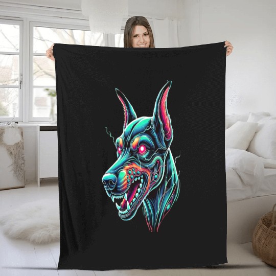 7D2D Inspired Neon Zombie Dog Fleece Blankets