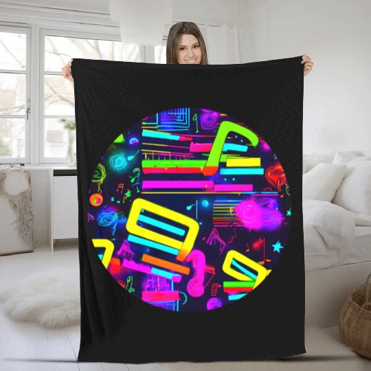 neon party vintage 80s Fleece Blankets
