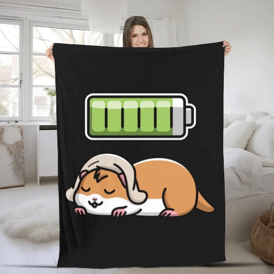 Hamster Sleeping Recharging Night Bedtime Fleece Blankets