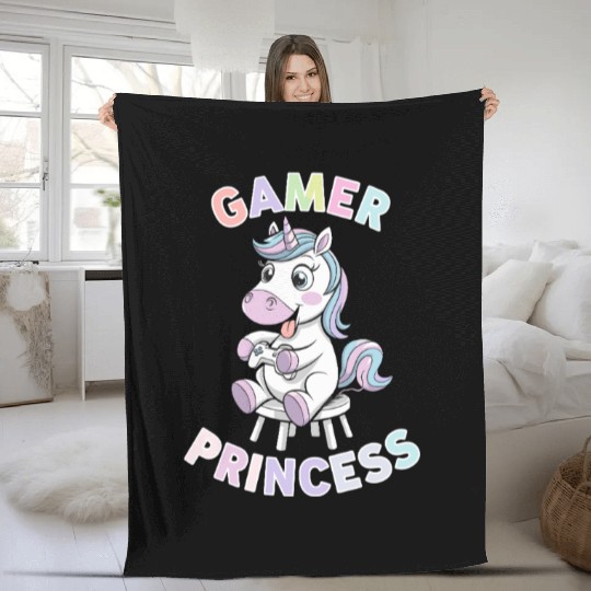 Gamer Princess Unicorn Magic for Gaming Fleece Blankets