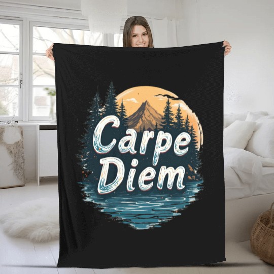 Carpe Diem Adventure Awaits Fleece Blankets