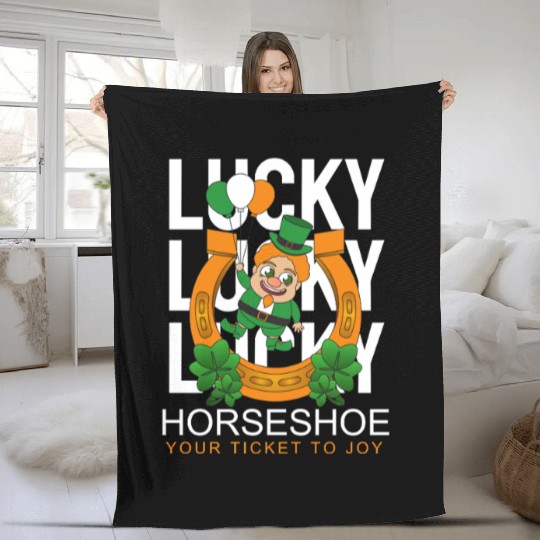Lucky horseshoe your ticket to joy Fleece Blankets
