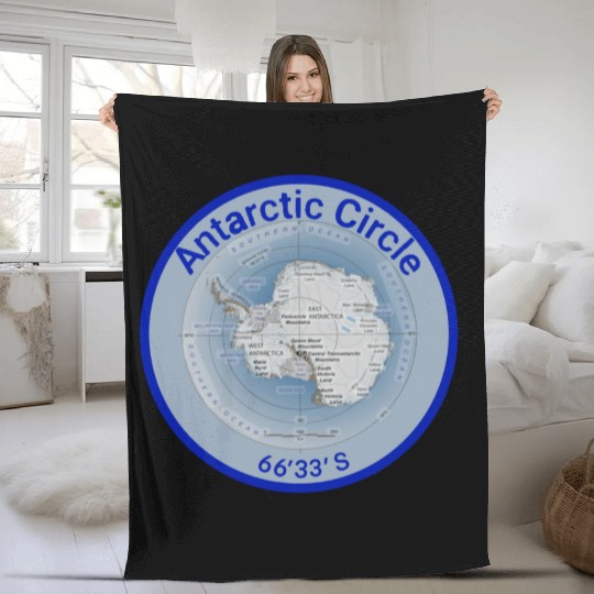 Antartic circle map with Latitude Fleece Blankets