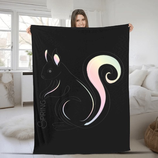 Squirrel Illustration - Spring Inspiration Fleece Blankets