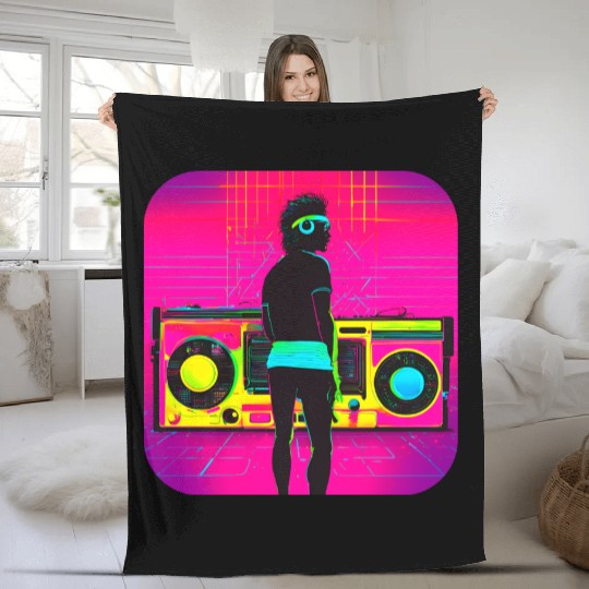 80s iconic retro vintage culture Fleece Blankets