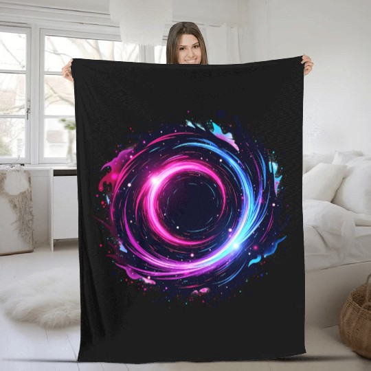 Cosmic Vortex Swirl – Neon Galaxy Energy Fleece Blankets