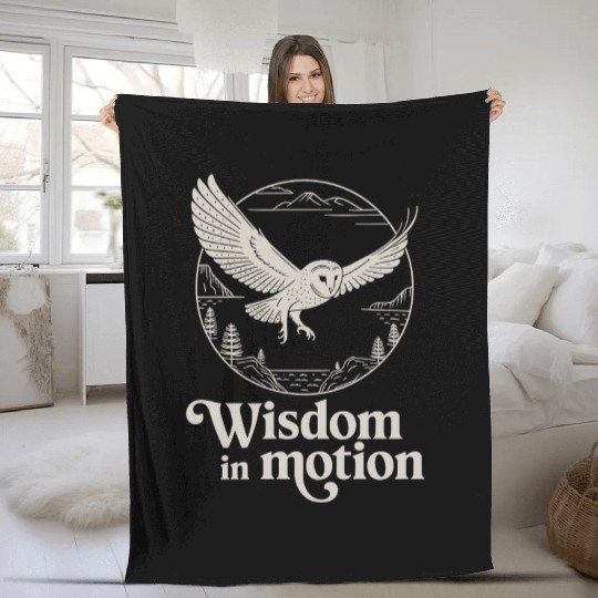 Wisdom In Motion Owl Soaring Through Nature Fleece Blankets