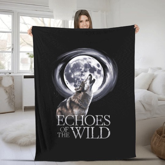 Echoes Of The Wild Howling Wolf Moon Art Fleece Blankets