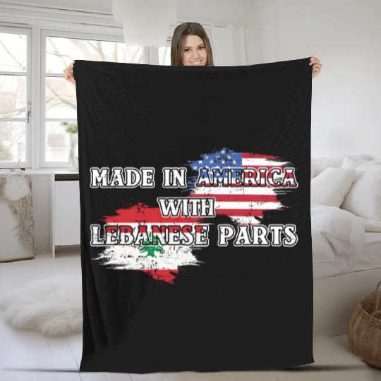 Made In America With Lebanese Parts US Fleece Blankets