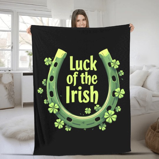 Luck of the Irish Horseshoe Design Fleece Blankets