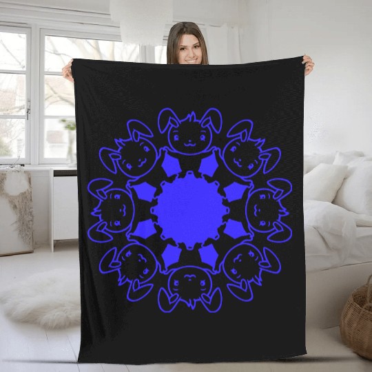 Many Rabbits Circle Holding Hands Friends Love Fun Fleece Blankets