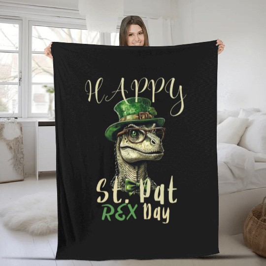 St. Pat-REX Day – Dino Style! Fleece Blankets