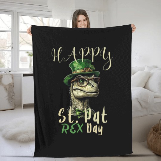 St. Pat-REX Day – Dino Style! Fleece Blankets