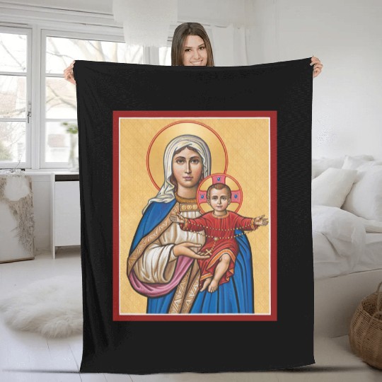 Holy Rosary Virgin Mary Catholic Rosary Fleece Blankets