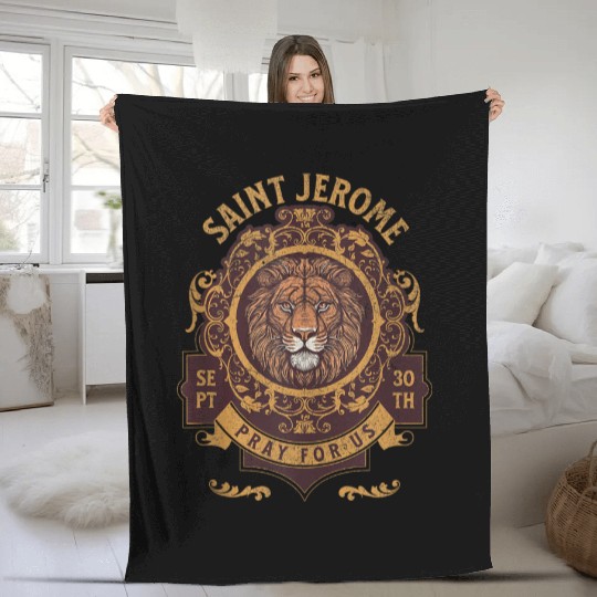 Saint Jerome and the Lion Catholic Fleece Blankets