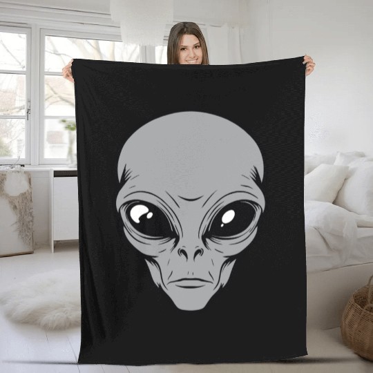 Grey Alien Fleece Blankets
