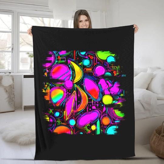 Neon Party Vintage Color Glow Fleece Blankets