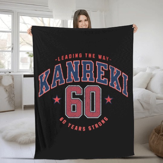 Kanreki 60th Birthday Japanese Name and Number Fleece Blankets